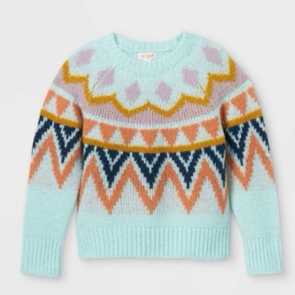 Cat and Jack Target Matching Blue Fair Isle Sweater with dog sweater - Picture 3 of 6